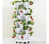 Lot de 6 pots empilables pour bricoleurs, accessoires de jardinage Pot à fraises Pot de fleurs Pot de fleurs Tour en plastique avec plateau Pot de fleurs de jardin