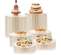 Lot de 6 Presentoir Aperitif Buffet, 30cm Largeur 5/10/20cm Hauteur Presentoir a Gateau en Papier Pliable Rehausseur de Buffet à Acrylique Plateau, Support Buffet Présentoirs pour Aliments, Desserts