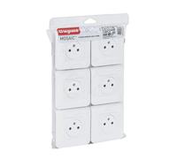 Lot de 6 prises encastrées 2P+T 16A complet - Mosaic - blanc - Legrand