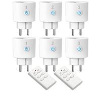 Lot de 6 prises télécommandées sans fil 16A 3680W, 2 télécommandes, portée 30m, type F, ON/OFF