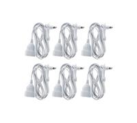 - Lot de 6 prolongateurs sans terre avec fiche extraplate 2x0,75mm² - Blanc 3m