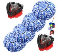 Lot de 6 Recharge Serpillière Microfibre Brosses pour H2PrO Spin Mop | 4 Têtes Franges, 2 Brosses,Poils Rigides et Doux, angle 20° pour Coins et Bords, Convient Cuisine, Bain, Piscine, Terrasse