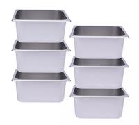 Lot de 6 récipients rectangulaires GN en acier inoxydable - 1/2 - 33 x 26 x 15 cm