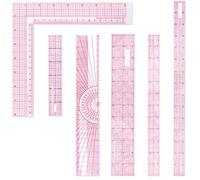 Lot de 6 règles biseautées transparentes en plastique avec 2 échelles pour vêtements