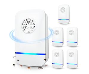 Lot de 6 répulsifs à ultrasons antiparasitaires, pièges à souris d'intérieur pour la maison, répulsif électronique anti-moustiques, insectes, cafards, araignées, fourmis et autres
