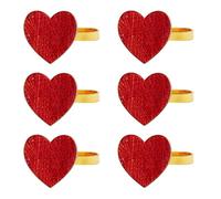 Lot de 6 Ronds de Serviette en Forme de Cœur Rouge pour la Saint-Valentin, Boucles de Serviette en Alliage Métallique, Ronds de Serviette sur Le Thème de l'amour pour la
