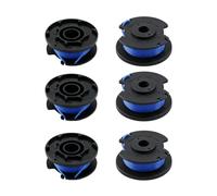 Lot de 6 rouleaux de bobine de fil de rechange pour coupe-bordure, compatible avec les coupe-bordures Ryobi 18 V - OLT1825, OLT1825M, OLT1830H, etc. (1,65 mm x 3,4 m, bleu)