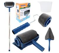 Lot de 6 rouleaux de peinture murale avec réservoir, barre télescopique, rouleau peinture pour bords et coins, convient pour bureau, maison, école, plafond, peinture murale