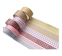 Lot de 6 rouleaux de ruban adhésif décoratif quadrillé 5 m par rouleau, BG | Ruban adhésif de masquage pour scrapbooking, journal, planificateur, album photo, emballage cadeau