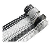 Lot de 6 rouleaux de ruban adhésif décoratif quadrillé 5 m par rouleau, BK | Ruban adhésif de masquage pour scrapbooking, journal, planificateur, album photo, emballage cadeau