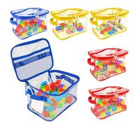 Lot de 6 sacs de rangement pour jouets avec étiquette - Sacs de rangement avec fermeture éclair - Réutilisables - Sac de toilette de voyage - Organiseur pour enfants - Pour blocs de construction