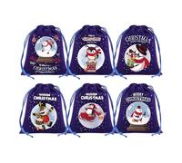 Lot de 6 sacs d'emballage de Noël réutilisables avec cordon de serrage en tissu pour fête, anniversaire, bonbons, , mariage