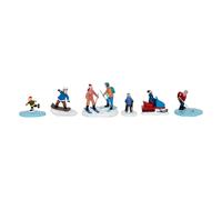 Lot de 6 Santons Village de Noël Sports d'Hiver 24cm Multicolore