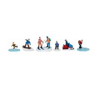 Lot de 6 Santons Village de Noël "Sports d'Hiver" 24cm Multicolore