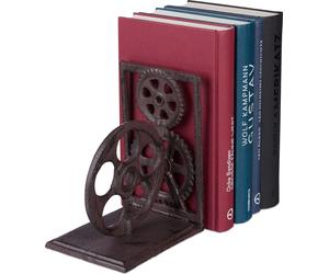 Lot de 6 serre-livres rétro, engrenages et bobine de film, en fonte, pour livres, DVD, décoration. Dimensions (H x L x P) : 16 x 13 x 10 cm, marron