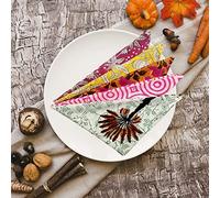 Lot de 6 serviettes de table en coton fabriquées à la main - Motif imprimé indien - 40,6 x 40,6 cm - Respectueux de l'environnement - Multicolore