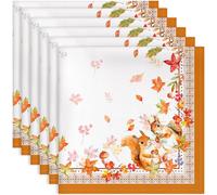 Lot de 6 Serviettes en Coton Motif Feuille D'érable 45x45 cm