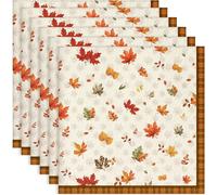 Lot de 6 Serviettes en Coton Motif Feuille D'érable 45x45 cm
