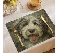 Lot de 6 Set de Table Portraits d'animaux Réalistes Berger À Poil Long Sets de Table Lavables et Antidérapants en Coton Lin, Décoration pour Table Cuisine Salle à Manger, 30 x 45 cm