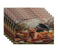 Lot de 6 sets de table de camping motif chien Lakeland Terrier Spring Lakeland Terrier, 30,5 x 45,7 cm, motif imprimé chiot et barbecue pour la maison, le pique-nique, les vacances, la cuisine