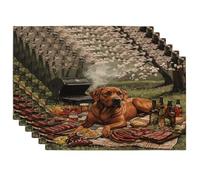 Lot de 6 sets de table de camping motif chien Rhodesian Ridgeback printanier, 30,5 x 45,7 cm, motif imprimé chiot et barbecue pour la maison, le pique-nique, les vacances, la cuisine