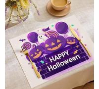 Lot De 6 Sets De Table De Citrouille Fantôme Ballon, 30 X 45 Cm, Lavables, pour Vacances, Hiver, Banquet, Cuisine, Décoration De Fête,Violet