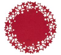 Lot de 6 sets de table de Noël rond motifs étoiles en feutrine Diam. 38 cm - Rouge