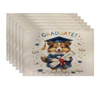 Lot de 6 sets de table en forme de chien de berger des Shetland - 30,5 x 45,7 cm - Joli diplôme - Pour la maison, la salle à manger, la remise de diplôme, les vacances, la cuisine