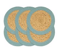 Lot de 6 sets de table en jute et coton naturel et vert, 38 cm, antidérapants, lavables, résistants à la chaleur, avec protection anti-taches, pour table à manger, cuisine, salle à manger, restaurant