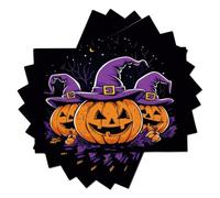 Lot de 6 Sets de Table en Lin Lavable Thème d'halloween | Durables Lavables en Machine Chapeau Magicien Lanterne Citrouille pour Protection Et Décoration de Table, Salle à Manger Cuisine