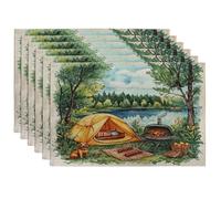 Lot de 6 sets de table imprimés lavables motif teckel printanier, 30,5 x 45,7 cm, tente de barbecue, décoration de cuisine