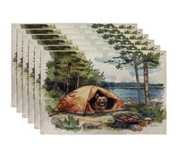 Lot de 6 sets de table lavables en forme de chien malinois belge printanier, 30,5 x 45,7 cm, tente de barbecue, décoration de cuisine