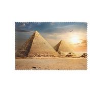 Lot de 6 sets de table pour table de salle à manger Motif pyramide égyptienne dans le désert Facile à nettoyer Résistant à la chaleur Étanche 45,7 x 30,5 cm