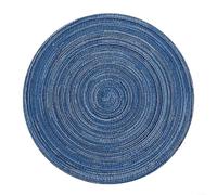 Lot de 6 sets de table ronds de 30 cm pour coton tressé, lavables, antidérapants, protection de salle à manger (bleu)
