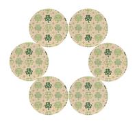 Lot de 6 sets de table ronds de 38,1 cm - Motif trèfle porte-bonheur de la Saint-Patrick - Lavables et résistants à la chaleur - Sets de table antidérapants et faciles à nettoyer pour cuisine, salle à