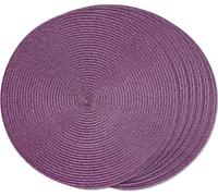 Lot de 6 sets de table ronds tressés 38 cm polypropylène violet | Lot de 6 tables de salle à manger antidérapantes, lavables, 38 cm