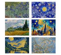 Lot de 6 sets de table Van Gogh - Motif peinture à l'aquarelle - Antidérapants - Résistants à la chaleur - Lavables - Pour fête, cuisine, salle à manger - Décoration d'intérieur et d'extérieur