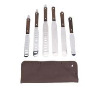 Lot de 6 spatules à glaçage droites avec manche en bois épais en acier inoxydable, outils professionnels de décoration de gâteaux, pour boulangers, pâtissiers, acier inoxydable,