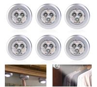 Lot de 6 Spot Lampe LED Éclairage de Nuit Autocollant Alimenté par 3 Piles/Batteries pour