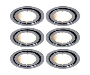 Lot de 6 spots chromés pour meubles de cuisine encastrés, lampes rondes en aluminium, éclairage de la pièce à vivre.