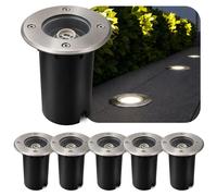 Lot de 6 spots encastrables SSC-LUXon KALPA argent 230 V IP67 résistants à la pluie, aux chocs et à l'oxydation – Idéaux pour les allées, les vérandas et les jardins