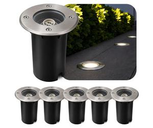 Lot de 6 spots encastrables SSC-LUXon KALPA argent 230 V IP67 résistants à la pluie, aux chocs et à l'oxydation – Idéaux pour les allées, les vérandas et les jardins