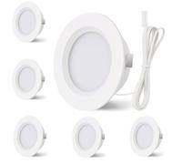 Lot de 6 spots LED encastrables 12 V - Intensité variable - 3,5 W - 330 lm - 4000 K - Blanc naturel - Spot LED ultra plat - Trou de perçage 55-58 mm et 14 mm de profondeur - IP44 (blanc-6)