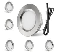 Lot de 6 spots LED encastrables 12 V - Intensité variable - 3,5 W - 330 lm - 4000 K - Blanc naturel - Spot LED ultra plat - Trou de perçage 55-58 mm et 14 mm de profondeur - IP44