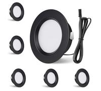 Lot de 6 spots LED encastrables 12 V - Intensité variable - 3,5 W - 330 lm - 4000 K - Blanc naturel - Spot LED ultra plat - Trou de perçage 55-58 mm et 14 mm de profondeur - IP44 (noir-6)