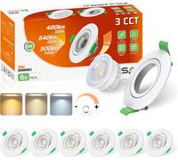 Lot de 6 spots LED encastrés 230 V, orientables, dimmables, 76 mm, 6 W, 3 CCT, Classe énergétique E