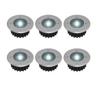 Lot De 6 Spots Led Solaires Encastrables Au Sol - Ronds - Diamètre : 85 Mm - Extérieur Résistant Au Piétement - Façade En