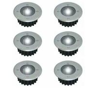 Lot de 6 spots LED solaires encastrables ronds 85mm - Acier inoxydable - Résistant aux intempéries - Autonomie 8h - Éclairage