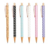 Lot de 6 stylos à bille rétractables avec motif goutte d'eau - Cadeaux appropriés pour filles et femmes (motif goutte d'eau)