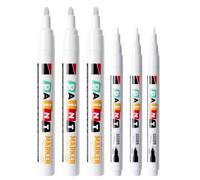 Lot de 6 Stylos Pneus Blancs, Stylo Peinture Blanc Imperméable, Marqueur Peinture avec Pointes 1 mm et 3 mm, pour Voiture, Moto, Verre, Caoutchouc et Art